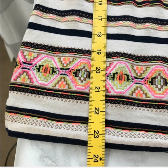 J.Crew neon stitchwork striped top size small - Picture 6 of 8